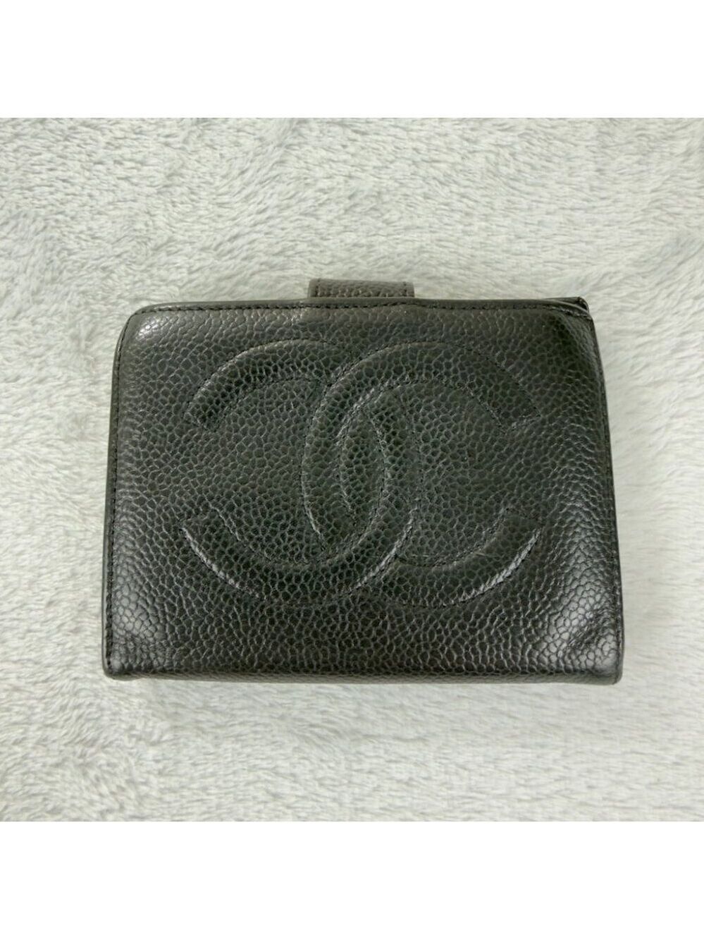 Chanel CC Logo Grained Calfskin Bifold Wallet Black Authentic Made in Italy